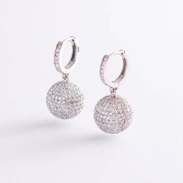 Золотые серьги "Шарики" (бриллианты) сх950 Золотые серьги "Шарики" (бриллианты) сх950