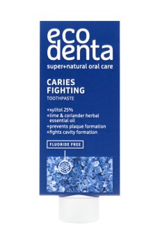 Зубная паста Ecodenta Caries Fighting против кариеса, с ксилитом, листьями кориандра и лаймом, 10 мл