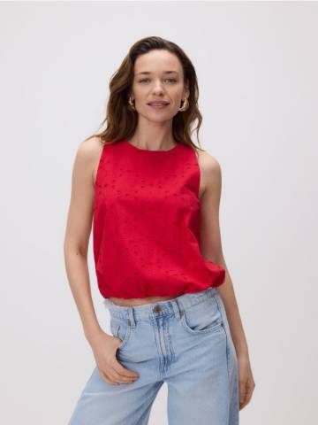 Reserved - Ажурний топ - червоний - 560FB-33X