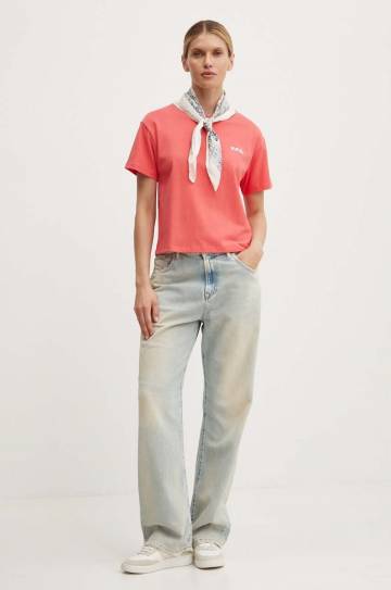 Хлопковая футболка A.P.C. t-shirt boxy petit vpc женская цвет оранжевый COHBQ.F26390 Хлопковая футболка A.P.C. t-shirt boxy petit vpc женская цвет оранжевый COHBQ.F26390
