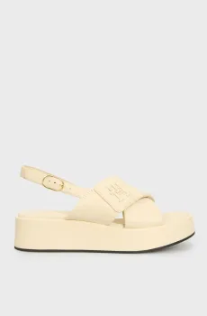 Женские белые кожаные сандалии TH LOGO HW PADDED LEATHER SANDAL Белый 37 Tommy Hilfiger FW0FW08808
