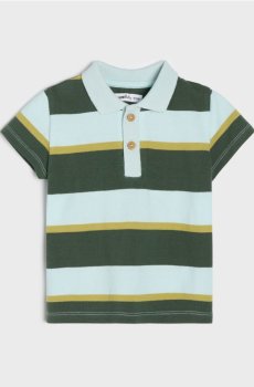 Бавовняна поло-футболка в смужку - різнобарвний