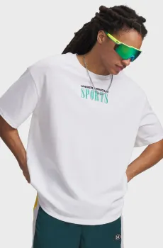 Мужская белая футболка UA M HWT SPORTS SS Белый M Under Armour 6009268-100