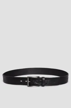 Мужской черный кожаный ремень Черный 85 Karl Lagerfeld 502448.815300;990