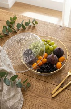 Декоративні сервірувальні таці із золотим обідком – 2 шт. - clear