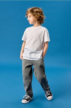 Джинси чино з ефектом прання - сірий