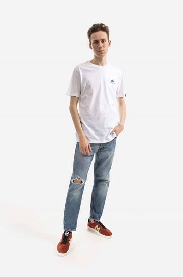 Хлопковая футболка Alpha Industries цвет белый с принтом 128507CP.573-white Хлопковая футболка Alpha Industries цвет белый с принтом 128507CP.573-white