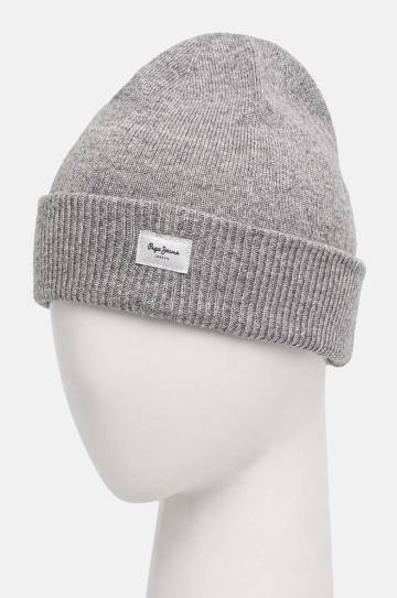 Шапка с примесью шерсти Pepe Jeans YELA HAT цвет серый из тонкого трикотажа PL040360 Шапка с примесью шерсти Pepe Jeans YELA HAT цвет серый из тонкого трикотажа PL040360