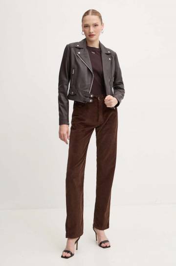 Вельветовые брюки Pinko цвет коричневый прямые высокая посадка 103882 A20R Вельветовые брюки Pinko цвет коричневый прямые высокая посадка 103882 A20R