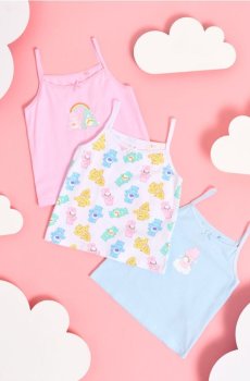 Бавовняні майки, набір з 3 Care Bears - різнобарвний
