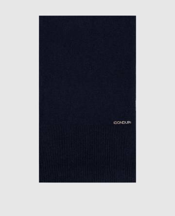 Синий шарф из кашемира и шерсти с логотипом