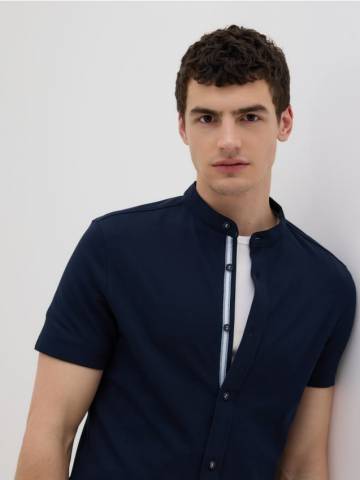 Reserved - Сорочка super slim fit із коміром-стійкою - темно-синій - 877DI-59X