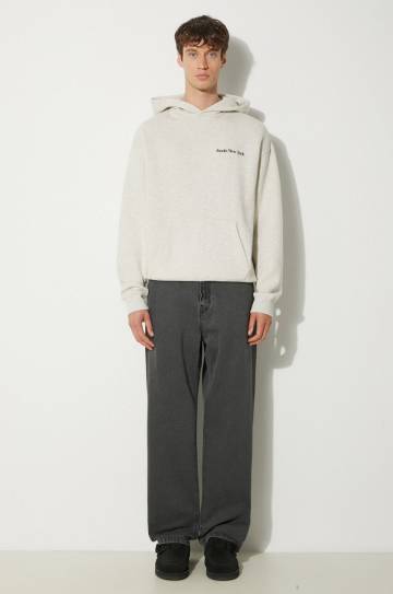 Хлопковая кофта Awake NY Serif Hoodie мужская цвет серый с капюшоном меланж SP24-HD003 Хлопковая кофта Awake NY Serif Hoodie мужская цвет серый с капюшоном меланж SP24-HD003