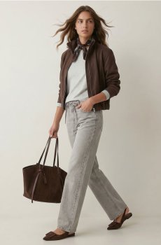 Бавовняна футболка slim fit з довгим рукавом - сірий