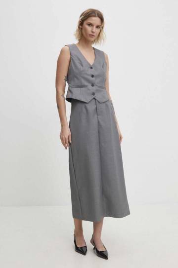 Юбка Answear Lab цвет серый maxi прямая Юбка Answear Lab цвет серый maxi прямая