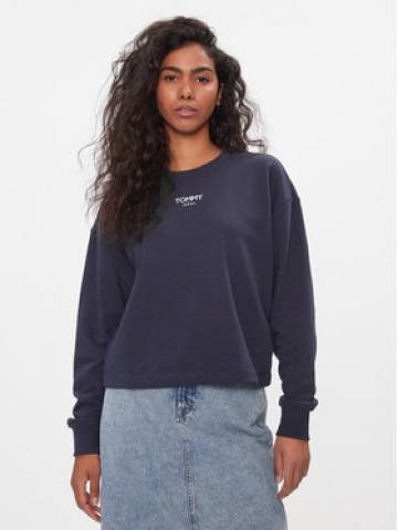 Tommy Jeans Світшот Ess Logo DW0DW16393 Cиній Cropped Fit Tommy Jeans Світшот Ess Logo DW0DW16393 Cиній Cropped Fit