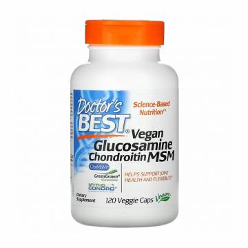 Веганский глюкозамин и хондроитин с ЧСЧ Doctors Best, Vegan Glucosamine Chondroitin MSM, 120 растительных капсул Веганский глюкозамин и хондроитин с ЧСЧ Doctors Best, Vegan Glucosamine Chondroitin MSM, 120 растительных капсул