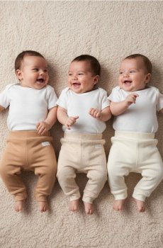 Бавовняні штани 3 штуки - кремовий