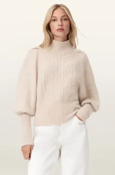 Женский белый шерстяной свитер SAJEL CABLE Белый M AllSaints W090KD