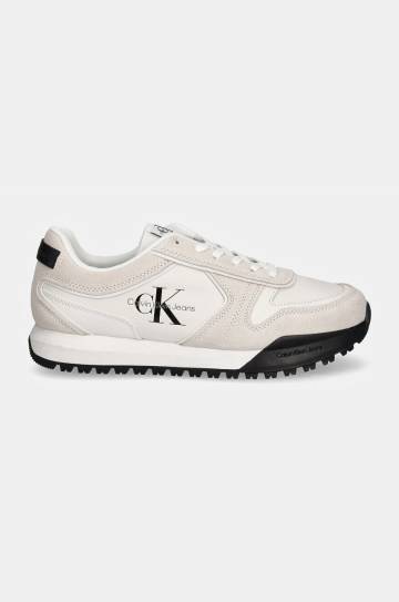 Кожаные кроссовки Calvin Klein Jeans TOOTHY RUNNER IRREGULAR LINES цвет белый Кожаные кроссовки Calvin Klein Jeans TOOTHY RUNNER IRREGULAR LINES цвет белый