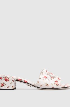 Белые кожаные мюли в принт