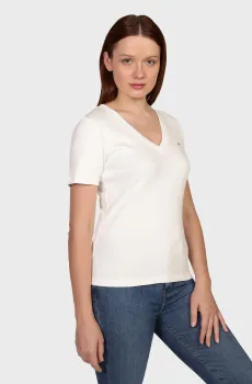 Женская белая футболка SLIM CODY V-NK SS Белый S Tommy Hilfiger WW0WW40584