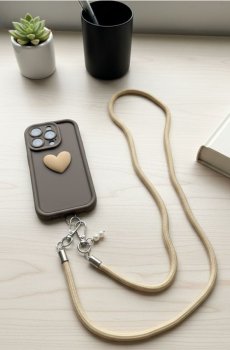 Чохол для різних телефонів із сердечком і ремінцем - золотисто-коричневий