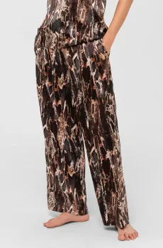 Женские темно-коричневые шелковые брюки с узором Коричневый 36 MARC&ANDRE S25-05SS110