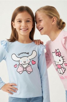 Бавовняна футболка з принтом Hello Kitty - різнобарвний