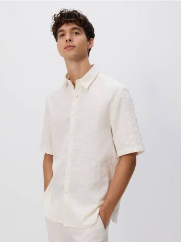 Reserved - Сорочка regular із додаванням льону - білий - 171DV-00X Reserved - Сорочка regular із додаванням льону - білий - 171DV-00X