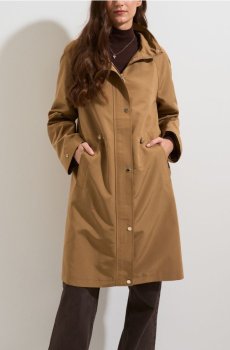 Подовжена парка з каптуром - бежевий