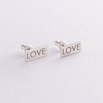 Серебряные серьги - пусеты "Love" 122868love Серебряные серьги - пусеты "Love" 122868love