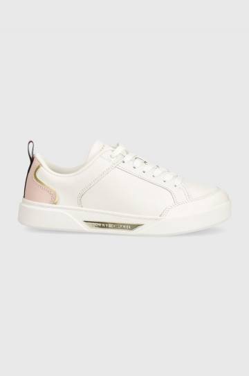 Кожаные кроссовки Tommy Hilfiger SPORTY CHIC COURT SNEAKER цвет белый FW0FW07814 Кожаные кроссовки Tommy Hilfiger SPORTY CHIC COURT SNEAKER цвет белый FW0FW07814