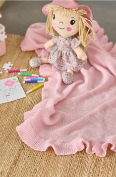 Плед із рюшею - пастельний рожевий