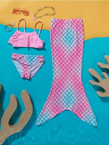 Купальник з трьох частин Русалка - різнобарвний