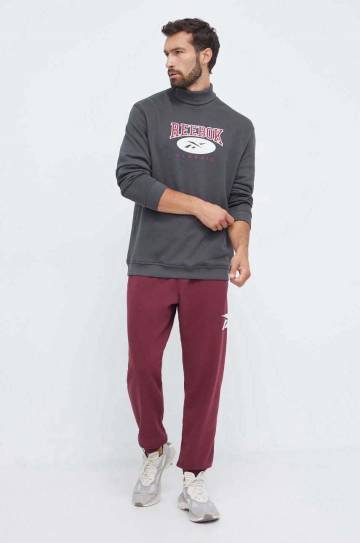 Хлопковая кофта Reebok Classic цвет серый с аппликацией Хлопковая кофта Reebok Classic цвет серый с аппликацией