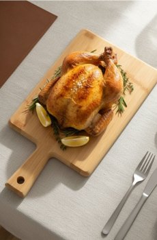 Бамбукова сервірувальна таця з ручкою - коричневий