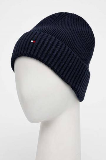 Шапка с примесью кашемира Tommy Hilfiger цвет синий AM0AM12796 Шапка с примесью кашемира Tommy Hilfiger цвет синий AM0AM12796