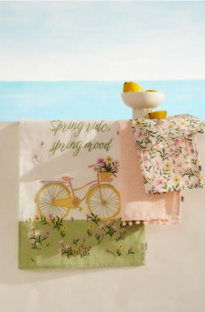 Набір кухонних рушників з квітковим мотивом, 3 шт. - пастельний рожевий