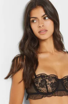 Женский черный бюстгальтер-балконет POESIE Черный 80C Etam 6540540