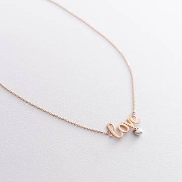Золотое колье "Love" с сердечком кол01118 Золотое колье "Love" с сердечком кол01118