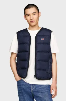 Мужской темно-синий пуховой жилет TJM LT DOWN V-NECK FLAG VEST Синий L Tommy Jeans DM0DM18899