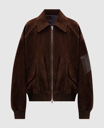Коричневая замшевая куртка с логотипом