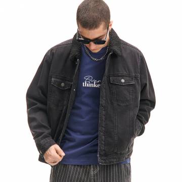 Cropp - Джинсова куртка на штучному хутрі - чорний Cropp - Джинсова куртка на штучному хутрі - чорний