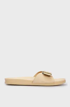 Женские бежевые замшевые слайдеры TH HARDWARE SUEDE FLAT SANDAL Бежевый 38 Tommy Hilfiger FW0FW07935