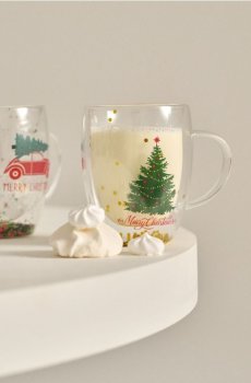 Скляна чашка з різдвяним мотивом - різнобарвний