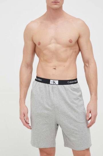 Хлопковые пижамные шорты Calvin Klein Underwear цвет серый меланж Хлопковые пижамные шорты Calvin Klein Underwear цвет серый меланж