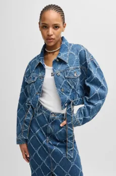 Женская синяя джинсовая куртка с узором Синий L HUGO 50519905;978