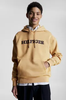 Мужское бежевое худи MONOTYPE EMBRO HOODIE Бежевый S Tommy Hilfiger MW0MW33062
