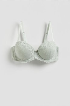 Reserved - Бюстгальтер балконет з мереживом - блідо-зелений - 773HP-07X